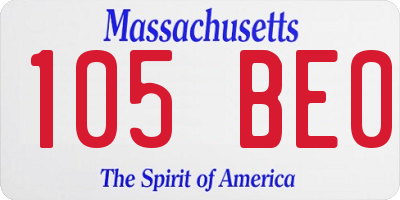 MA license plate 105BE0