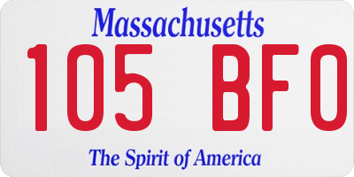 MA license plate 105BF0