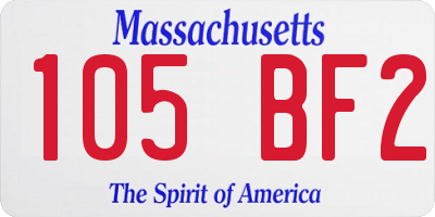 MA license plate 105BF2