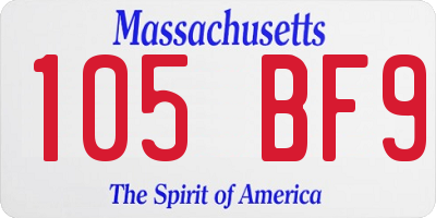 MA license plate 105BF9