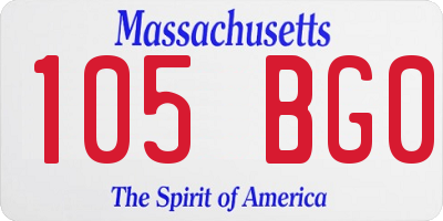 MA license plate 105BG0