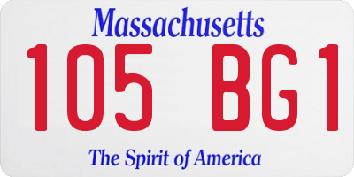 MA license plate 105BG1