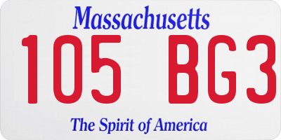 MA license plate 105BG3