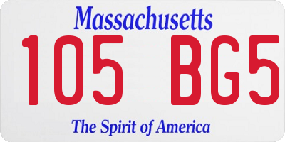 MA license plate 105BG5