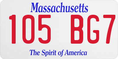 MA license plate 105BG7