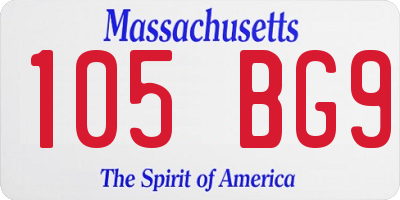 MA license plate 105BG9