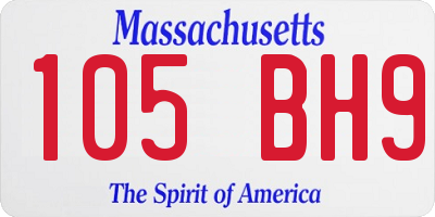 MA license plate 105BH9
