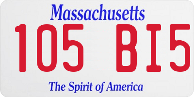 MA license plate 105BI5