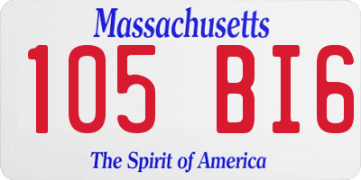 MA license plate 105BI6