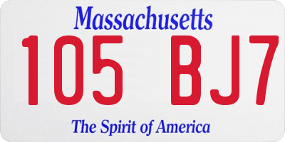 MA license plate 105BJ7