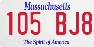MA license plate 105BJ8