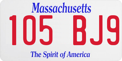 MA license plate 105BJ9