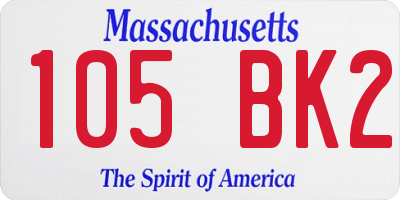 MA license plate 105BK2
