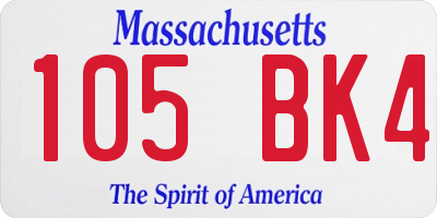 MA license plate 105BK4