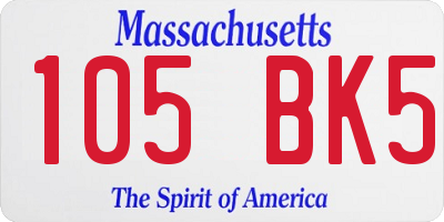 MA license plate 105BK5