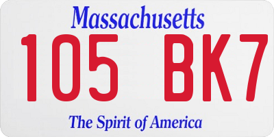 MA license plate 105BK7