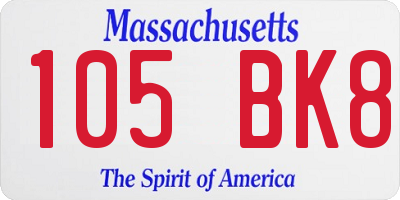 MA license plate 105BK8