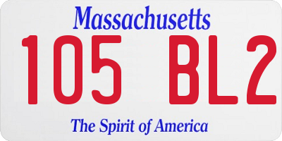 MA license plate 105BL2