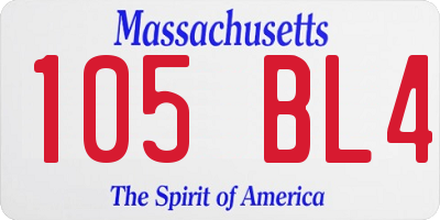 MA license plate 105BL4