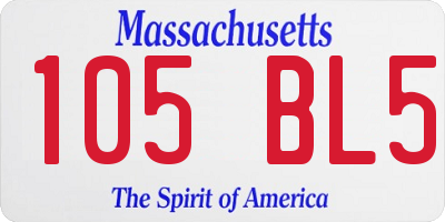 MA license plate 105BL5