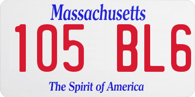 MA license plate 105BL6