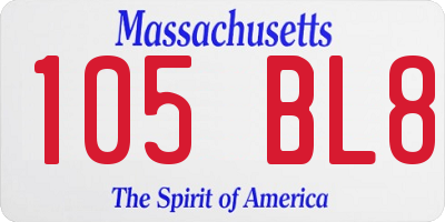 MA license plate 105BL8