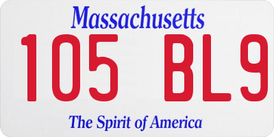 MA license plate 105BL9