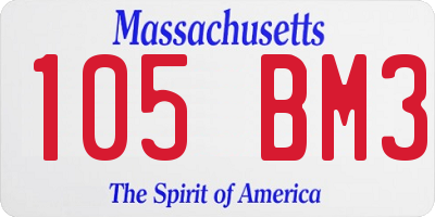 MA license plate 105BM3