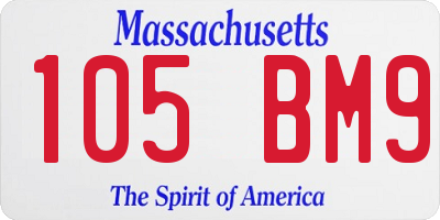 MA license plate 105BM9