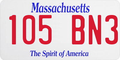 MA license plate 105BN3