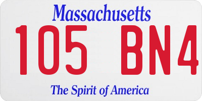 MA license plate 105BN4