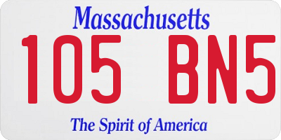 MA license plate 105BN5