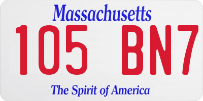 MA license plate 105BN7