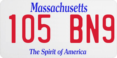 MA license plate 105BN9