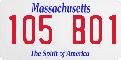 MA license plate 105BO1