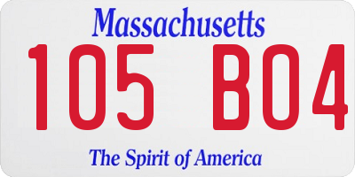 MA license plate 105BO4