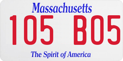 MA license plate 105BO5