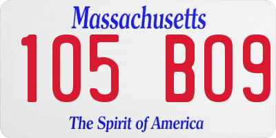 MA license plate 105BO9