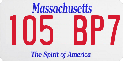 MA license plate 105BP7