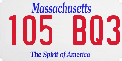 MA license plate 105BQ3