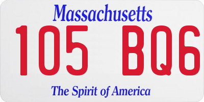 MA license plate 105BQ6