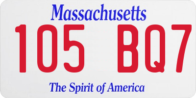 MA license plate 105BQ7