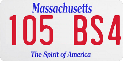 MA license plate 105BS4