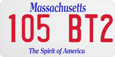 MA license plate 105BT2