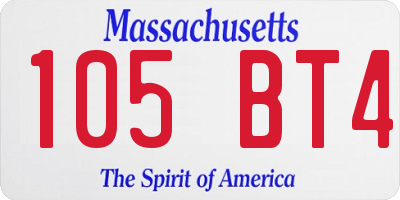 MA license plate 105BT4