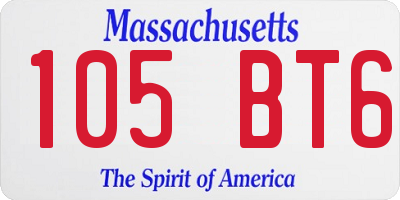 MA license plate 105BT6