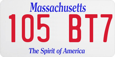 MA license plate 105BT7