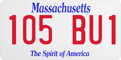 MA license plate 105BU1