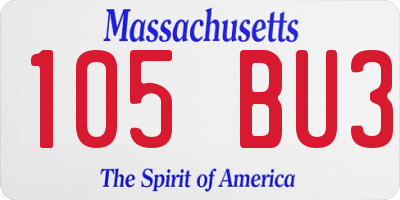 MA license plate 105BU3