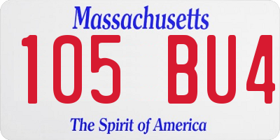 MA license plate 105BU4